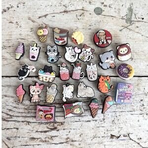 Kawaii Cat and Snack Food Shoe Charms Clogs Sandals 28pc Multi Color